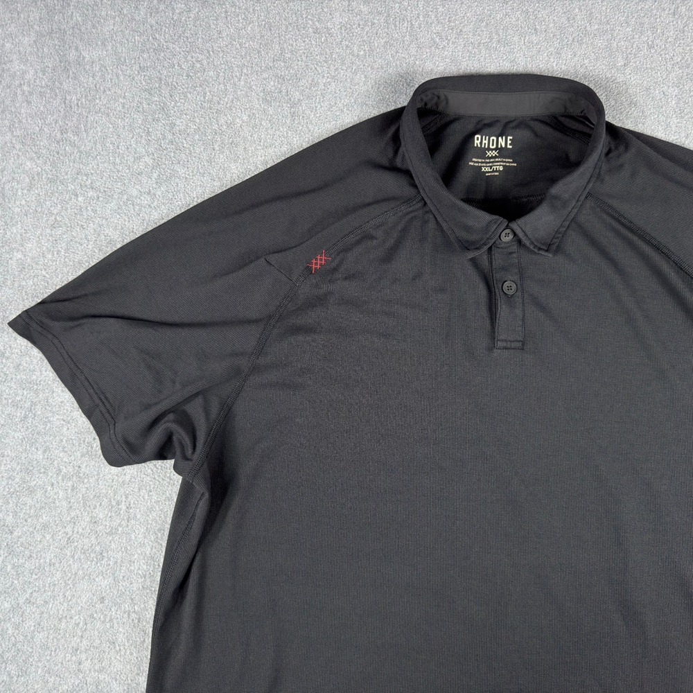 Rhone Delta Pique Polo Shirt Mens XXL Black Short Sleeve 101346